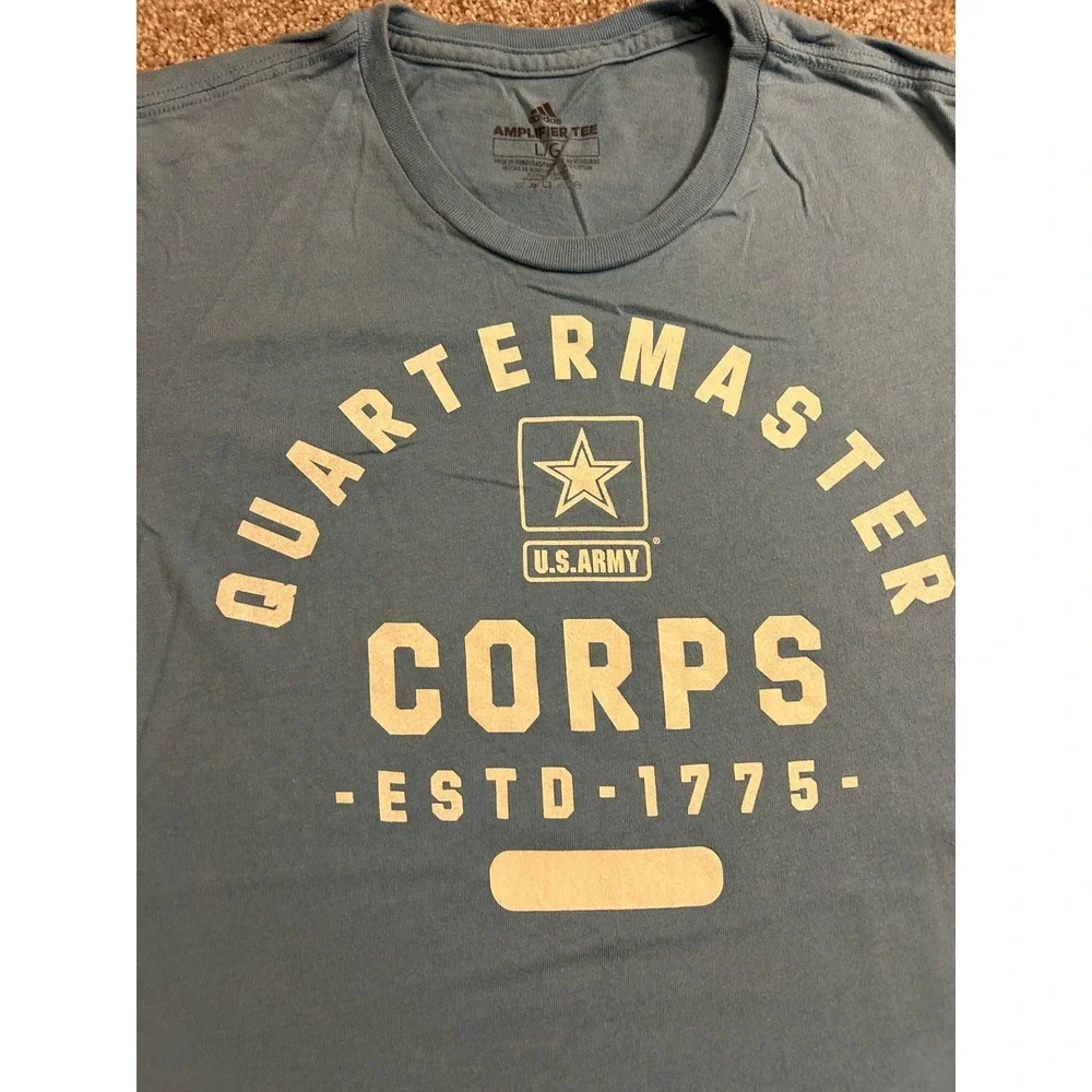 Adidas U.S. Army Quartermaster Corps Tee Mens Large Blue Excellent Graphic Shirt